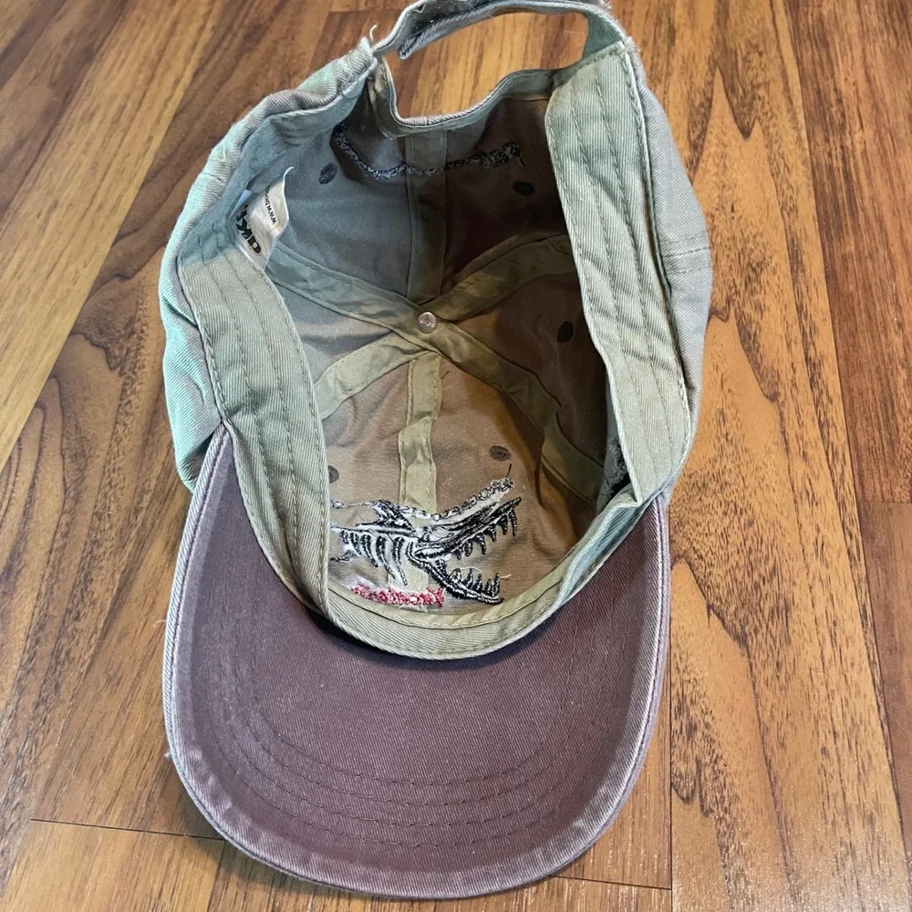 dkps Progreso Fishing Tours Hat Mens OSFM Khaki Brown Fish Skeleton Mexico Cap